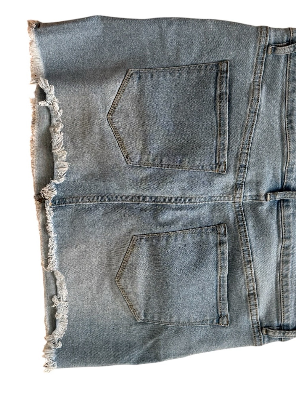 RISE Women’s Light Wash Denim Mini Skirt Raw Hem Jean Skirt Size M - Picture 3 of 3